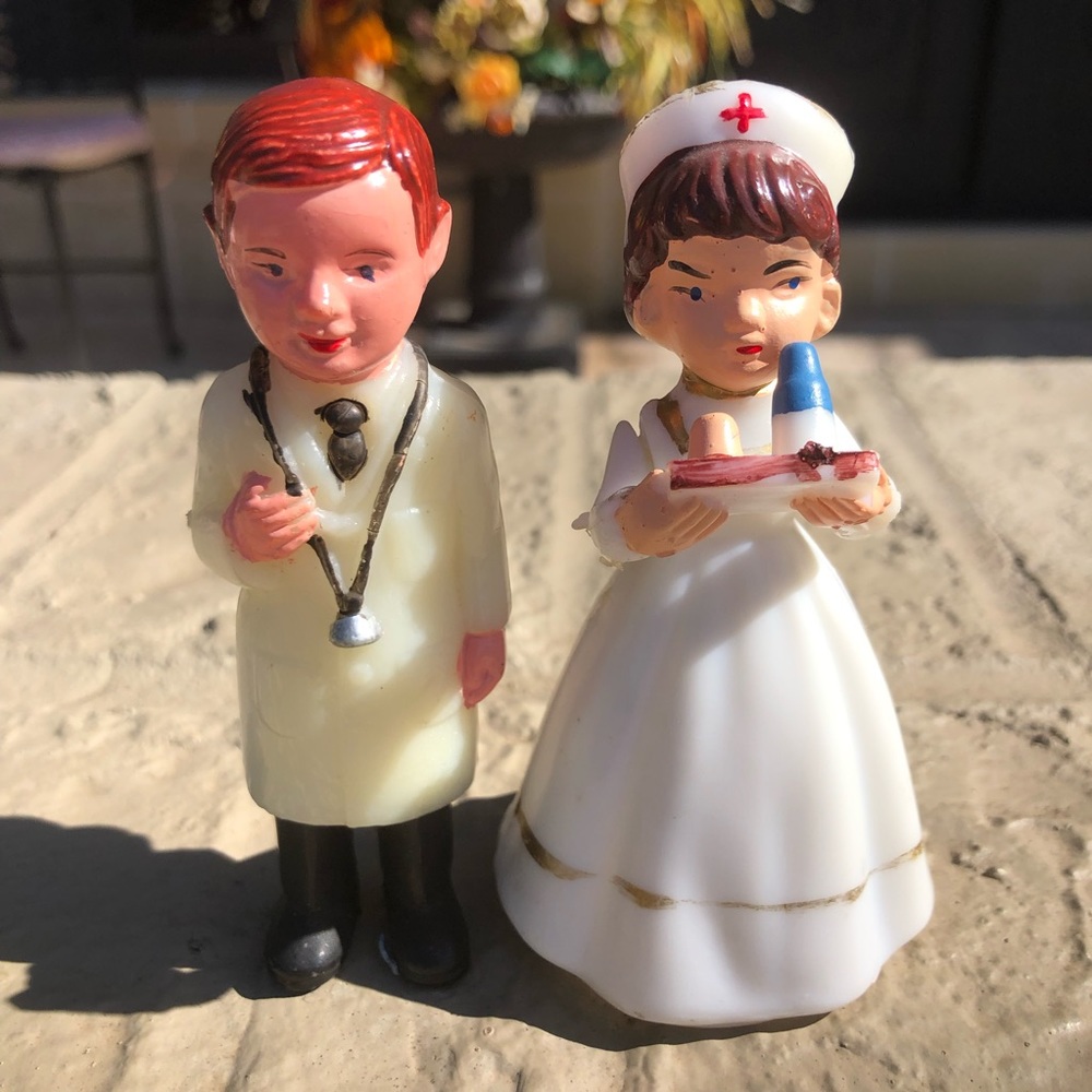 Vintage pair of Dr. and nurse figurines